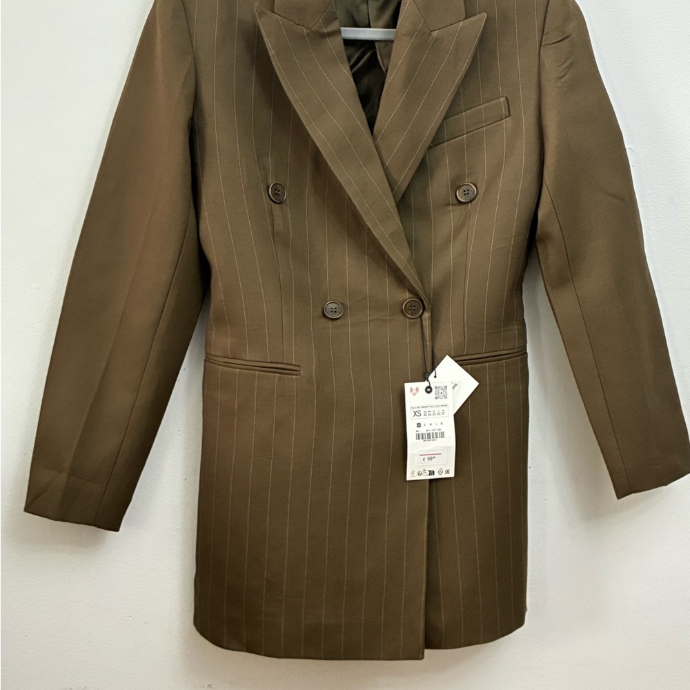 Zara Brown Pinstripe Blazer